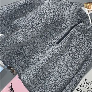 fuzzy cropped zip up hoodie